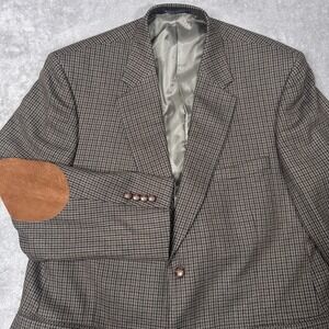 Meeting Street Blazer Mens 46R Houndstooth Tweed‎ 100% Lambswool Elbow Patches